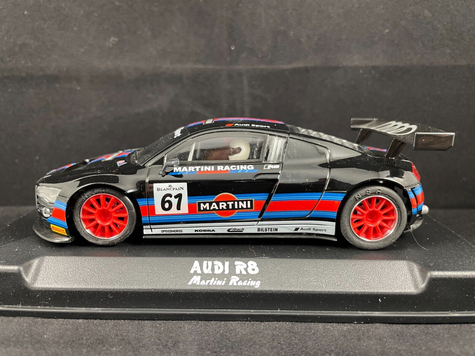 0318AW NSR AUDI R8 #61 MARTINI RACING BLACK 1:32 SCALE SLOT CAR