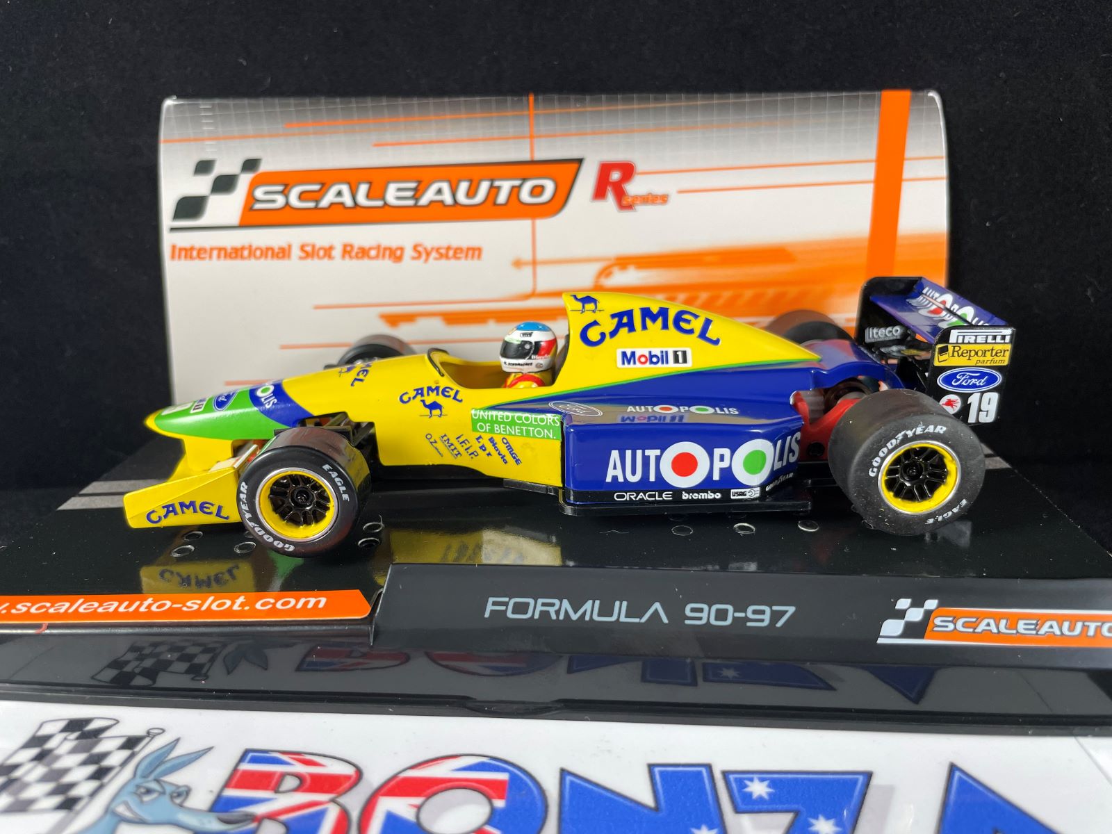 SC6344 SCALEAUTO F1 CAMEL #19 MICHAEL SCHUMACHER 1991 1:32 SLOT CAR
