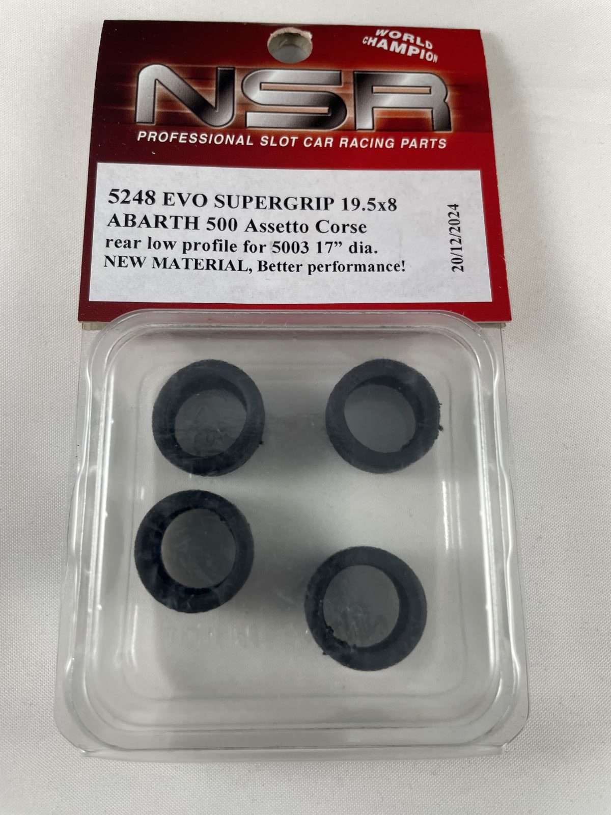 5248 EVO NSR SUPERGRIP REAR TYRES 19.5 x 8 FOR FIAT 500 ABARTH  1:32 SCALE