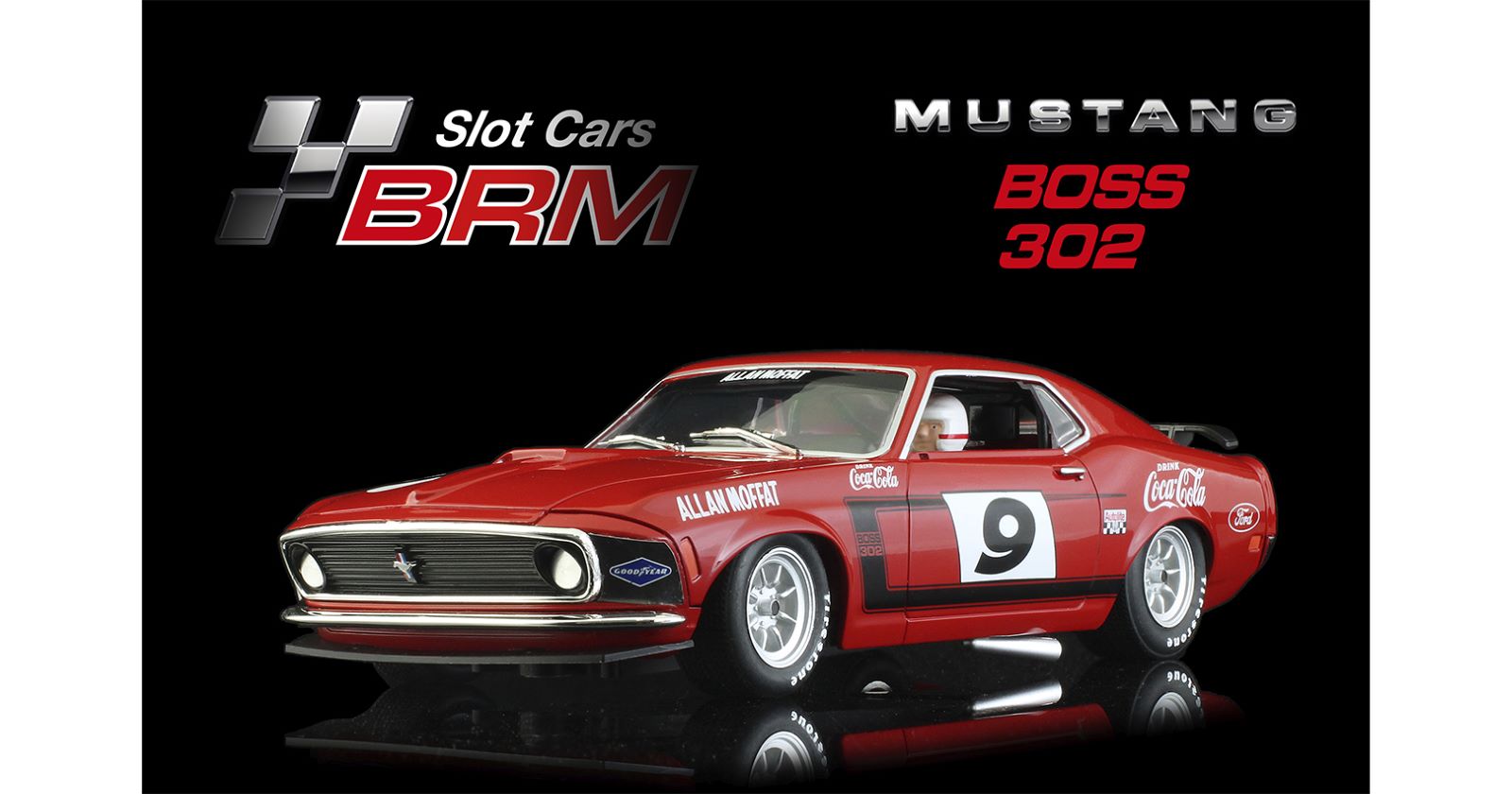 PRE ORDER DUE OCT 2025 BRM195 BRM FORD MUSTANG BOSS 302 #9 ALAN MOFFAT 1:24 SCALE SLOT CAR