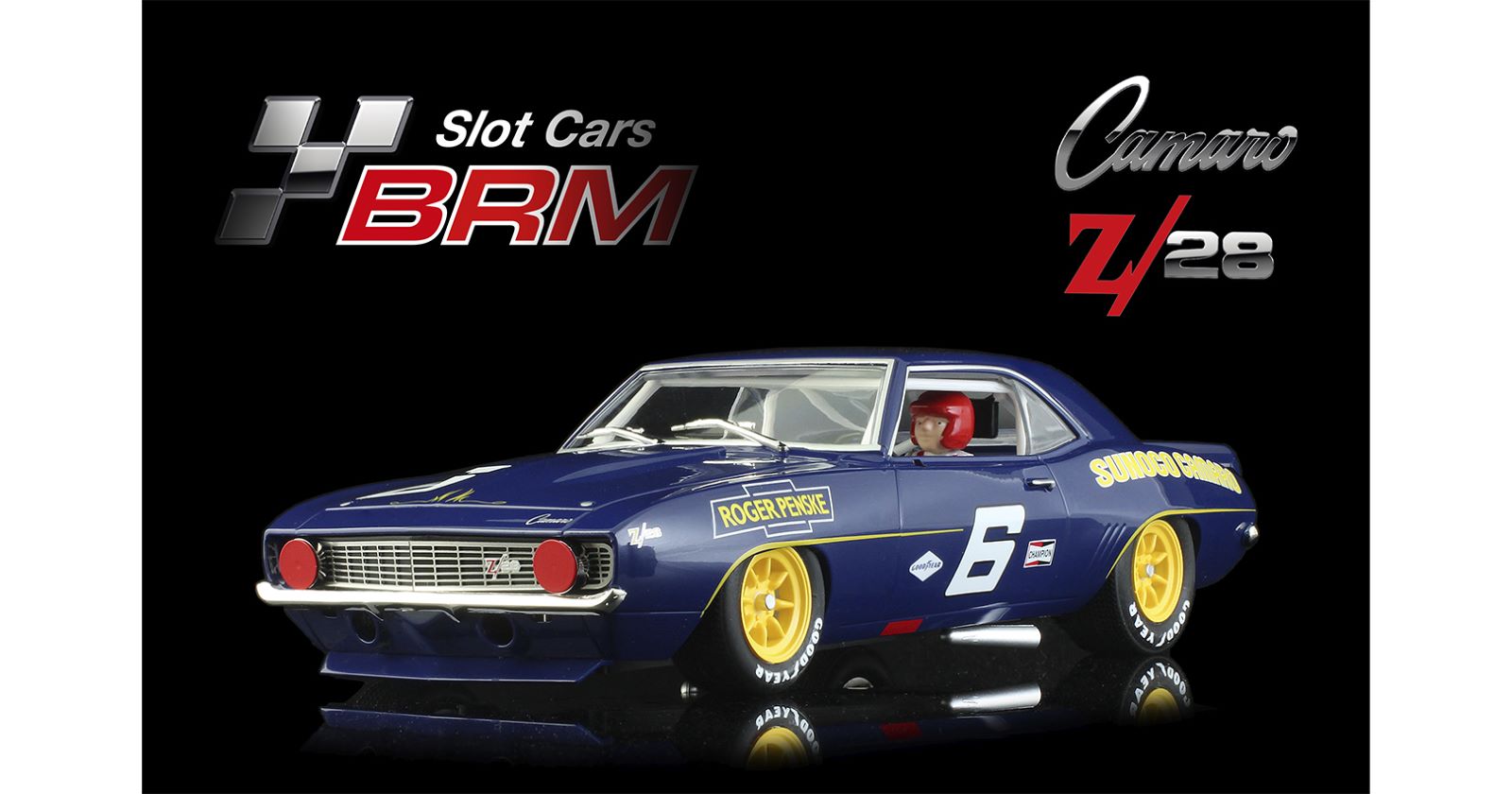 PRE ORDER DUE OCT 2025 BRM196 BRM CAMARO Z28 SUNOCO #6 ROGER PENSKE 1:24 SCALE SLOT CAR