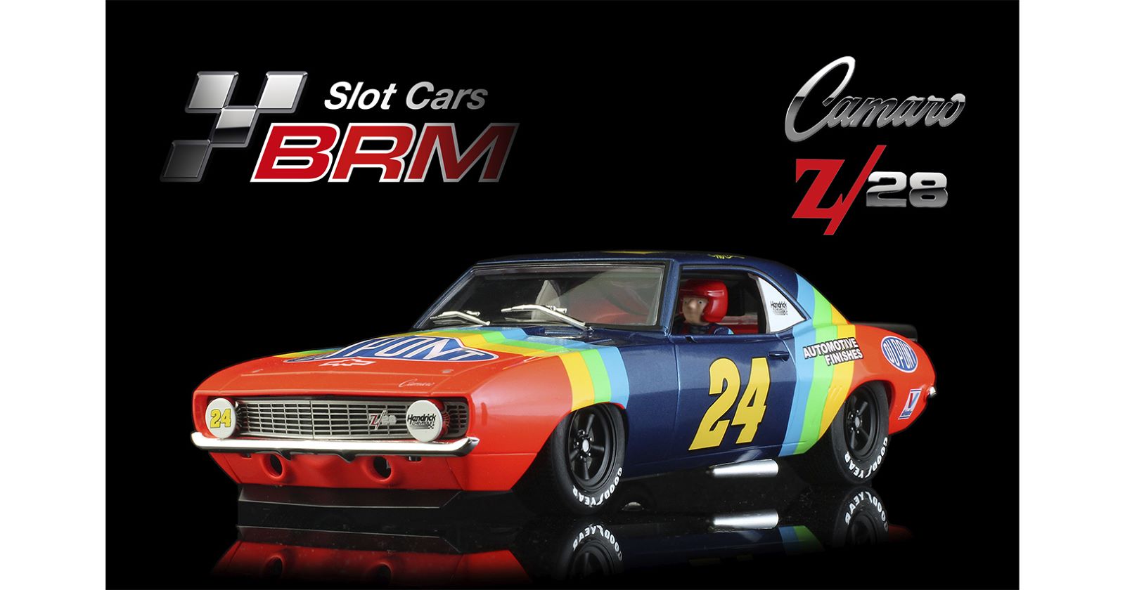 PRE ORDER DUE OCT 2025 BRM197 BRM CAMARO Z28 DUPONT #24 JEFF GORDON 1:24 SCALE SLOT CAR