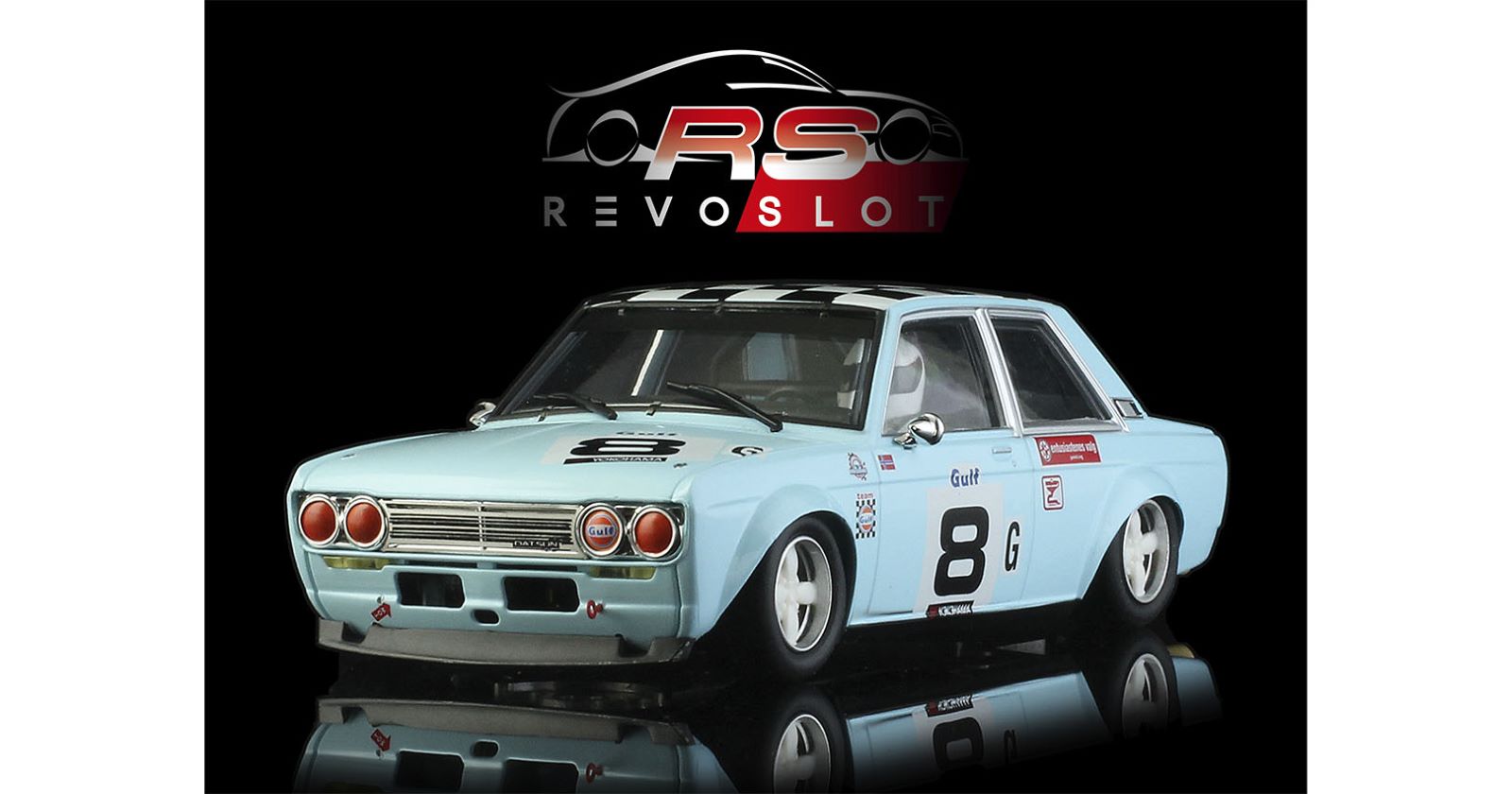 PRE ORDER DUE APRIL 2026 RS0304 REVO SLOT DATSUN 510 AZZURRA #8 1:32 SLOT CAR