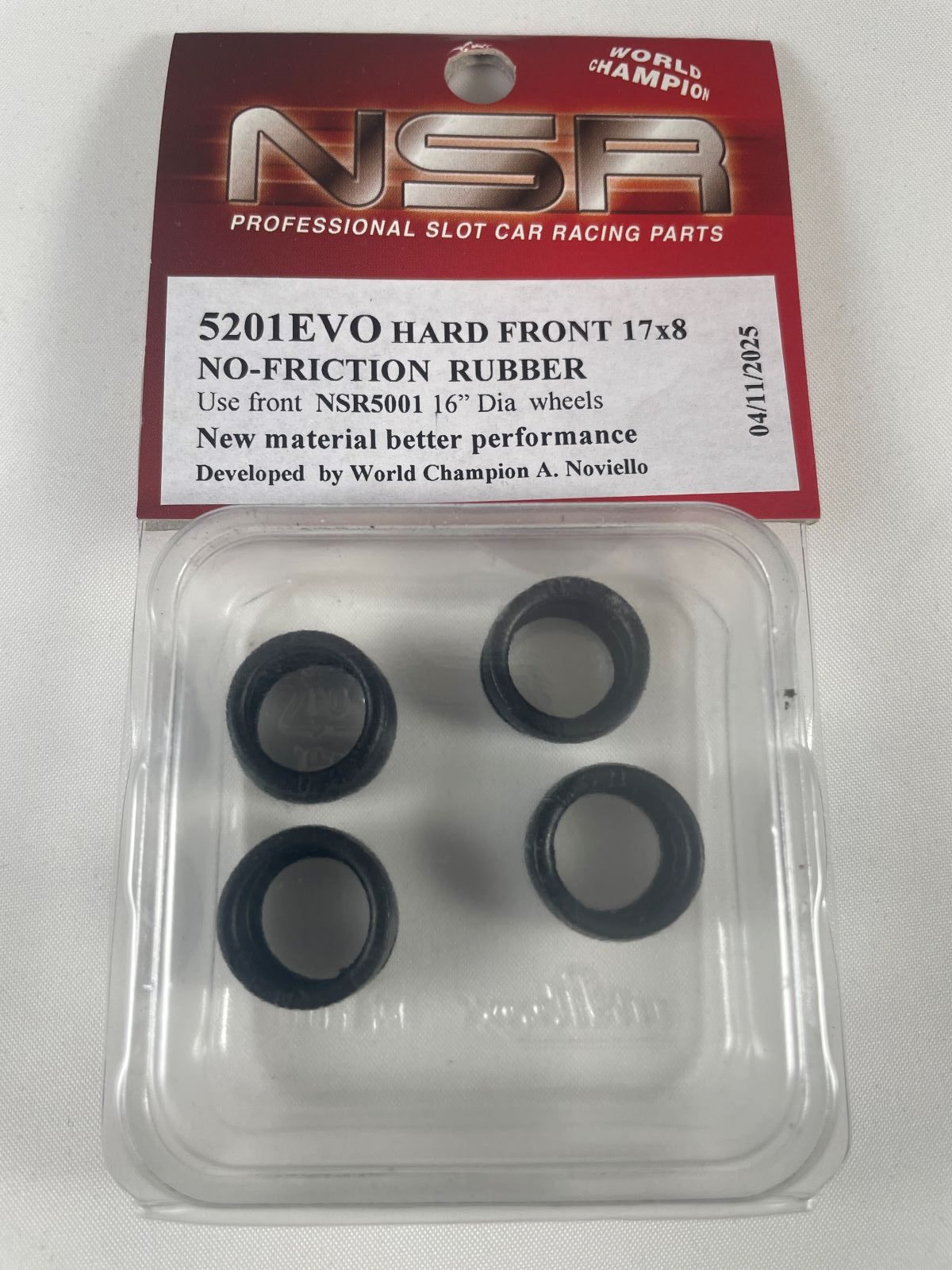 5201EVO NSR HARD FRONT TYRES 17 x 8 NON FRICTION RUBBER 1:32 SCALE