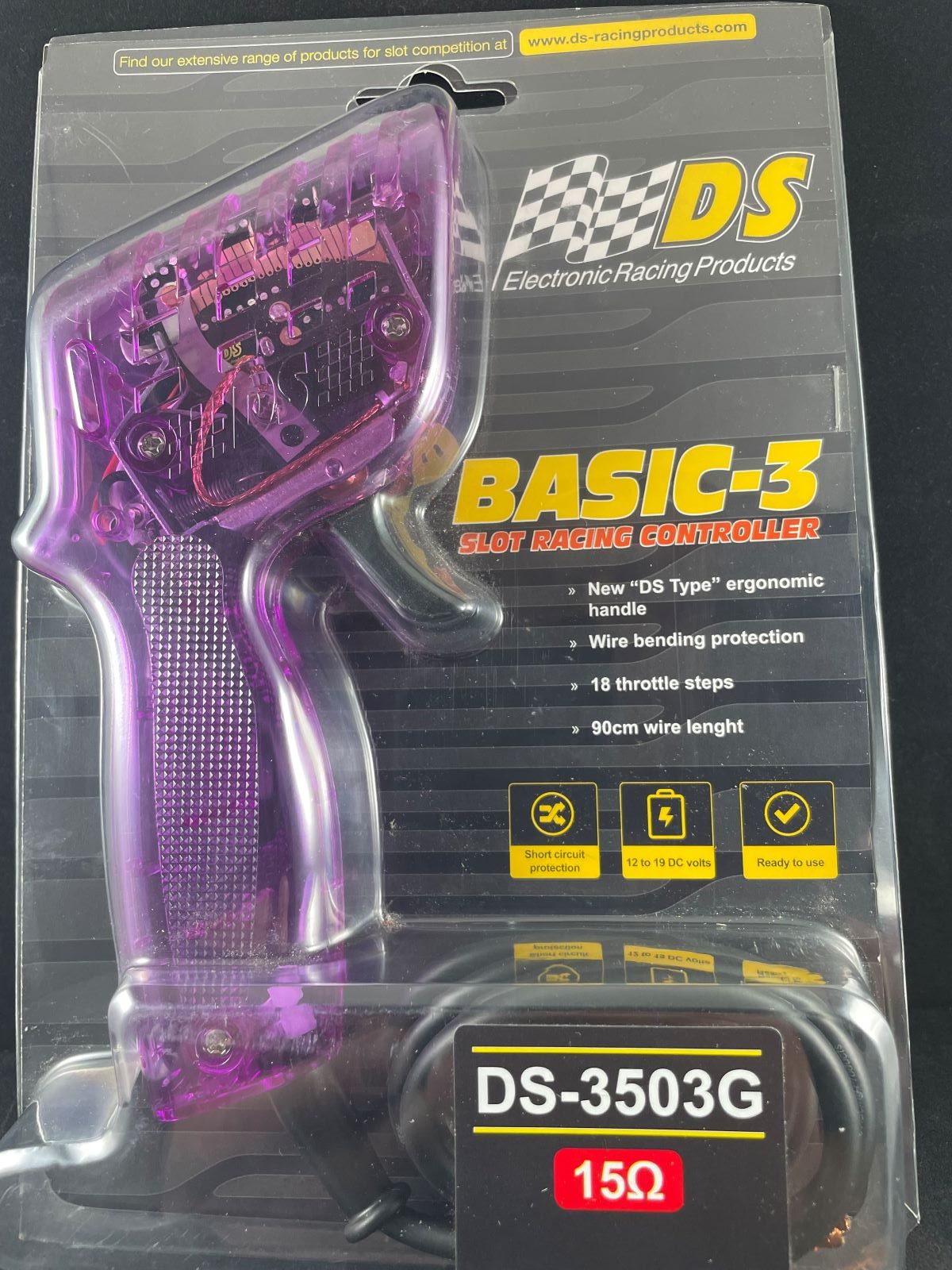 DS-3503G SLOT CAR RACING HAND CONTROLLER 15 OHM BASIC-3 PURPLE