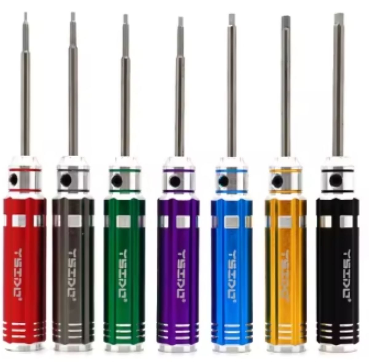 R7055  7 PIECE COLOURED HEX SCREWDRIVER SET ALLEN DRIVER ALUMINIUM PROFESSIONAL TOOL