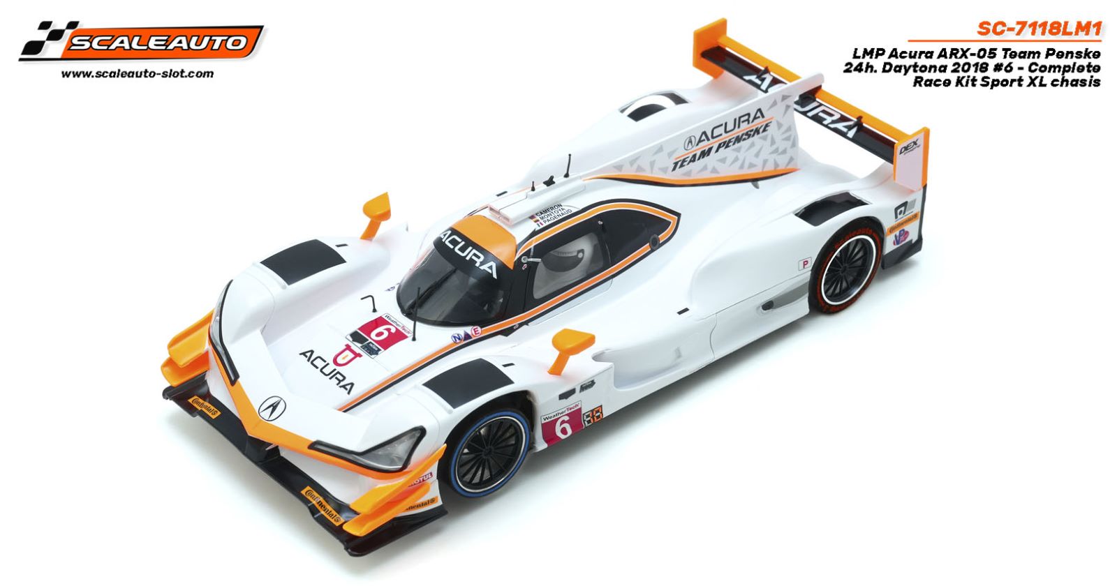 SC7118LM1 SCALEAUTO LMP ACURA ARX-05 TEAM PENSKE #6 COMPLETE PAINTED BODY RACING KIT 1:24 SCALE SLOT CAR