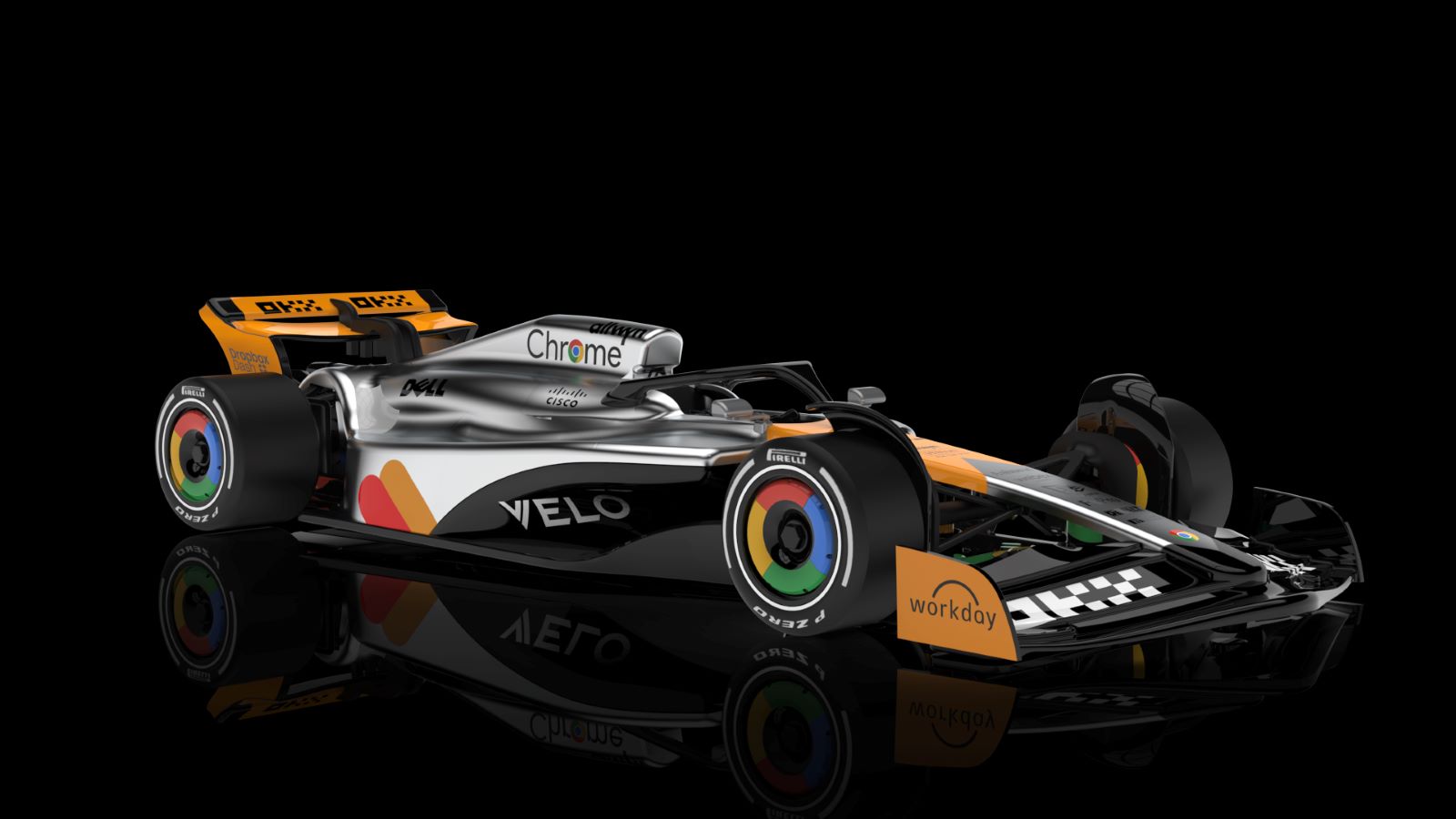 PRE ORDER DUE JANUARY 2027 0653IL NSR F1 F22 MCLAREN GOOGLE CHROME LANDO NORRIS #4 1:32 SLOT CAR