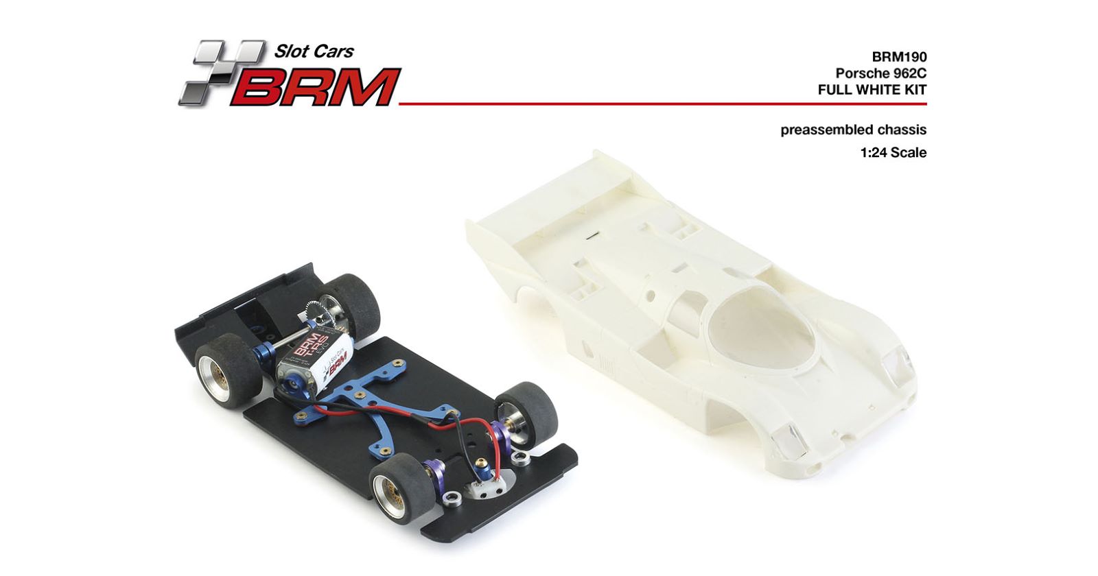 PRE ORDER DUE LATE OCTOBER 2026 BRM190 BRM PORSCHE 962C COMPLETE WHITE RACING KIT 1:24 SCALE SLOT CAR