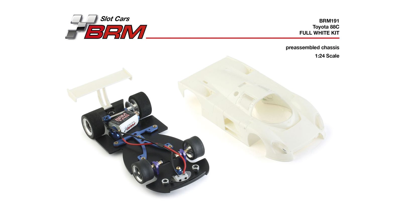 PRE ORDER DUE LATE OCTOBER 2026 BRM191 BRM TOYOTA 88C COMPLETE WHITE RACING KIT 1:24 SCALE SLOT CAR