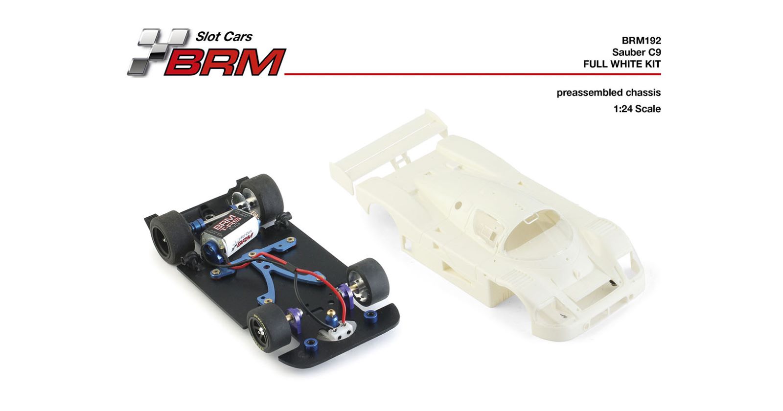 PRE ORDER DUE LATE OCTOBER 2026 BRM192 BRM MERCEDES SAUBER C9 COMPLETE WHITE RACING KIT 1:24 SCALE SLOT CAR