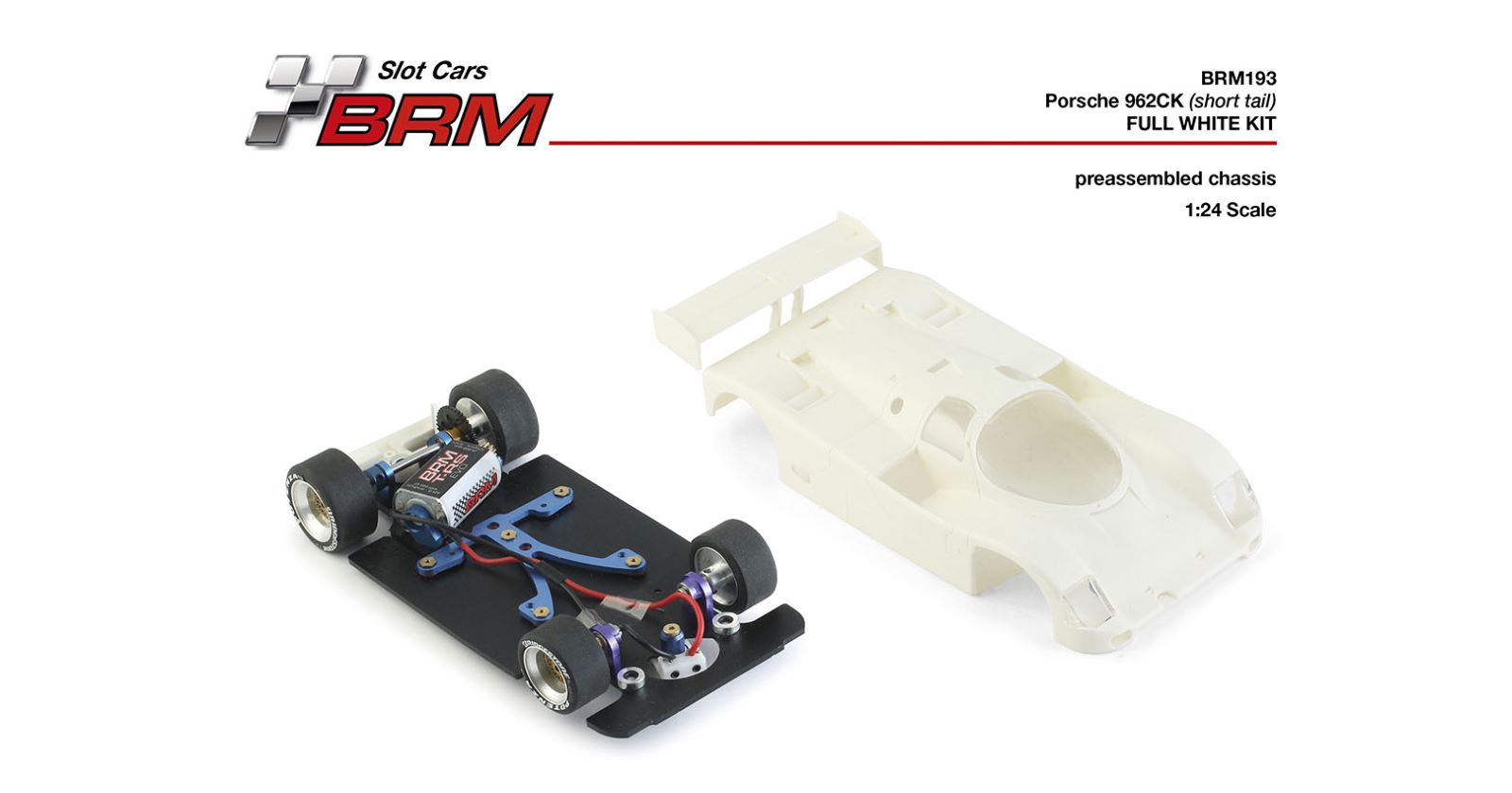 PRE ORDER DUE LATE OCTOBER 2026 BRM193 BRM PORSCHE 962CK (SHORT TAIL) COMPLETE WHITE RACING KIT 1:24 SCALE SLOT CAR