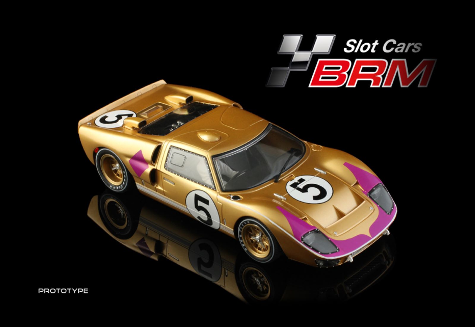 PRE ORDER DUE OCTOBER 2026 BRM220 BRM FORD GT40 MKII SHELBY AMERICAN INC. #5  1:24 SCALE SLOT CAR