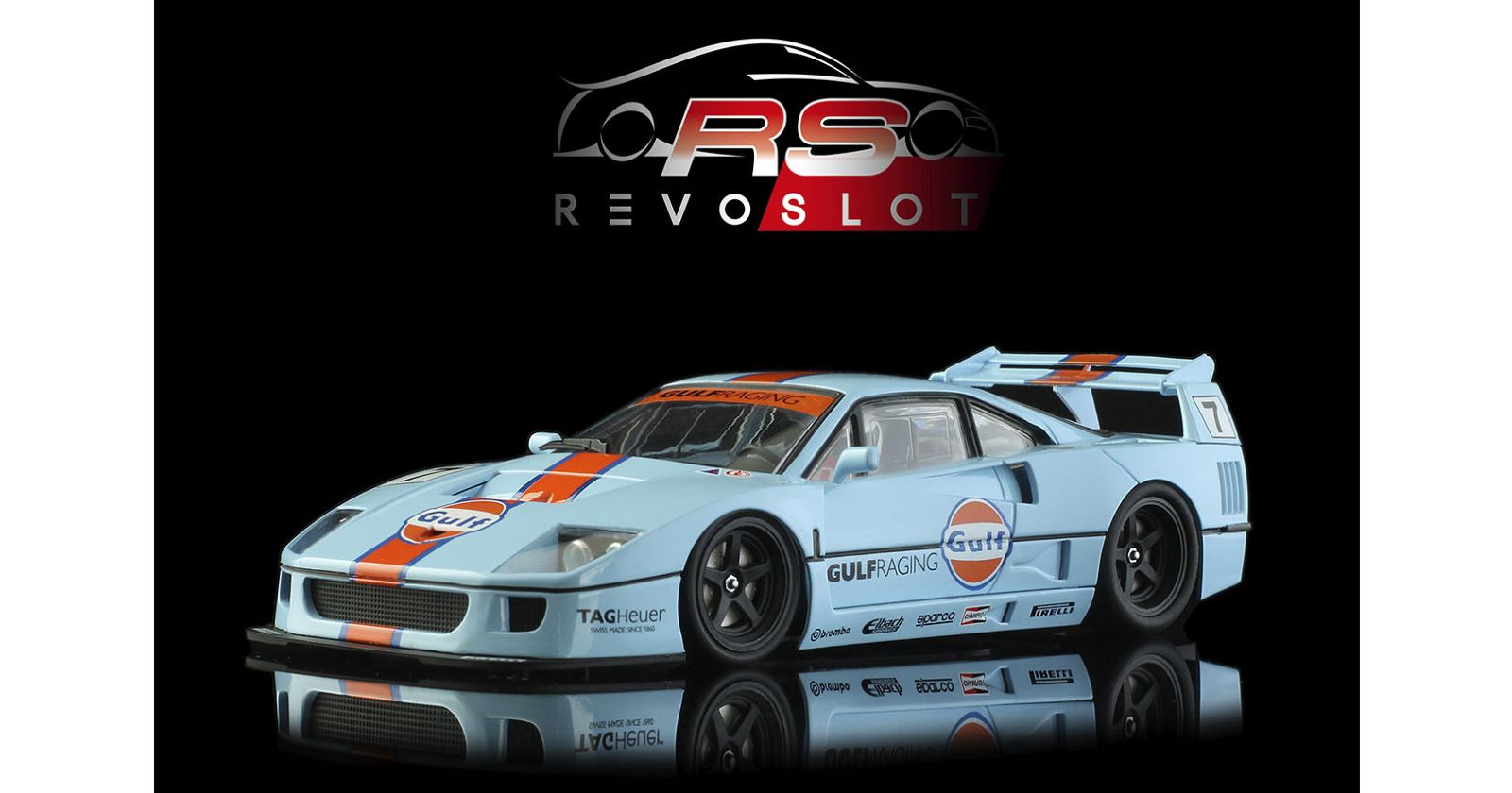 PRE ORDER DUE OCTOBER 2026 RS0325 REVO SLOT FERRARI F40 GULF RACING #7 1:32 SLOT CAR