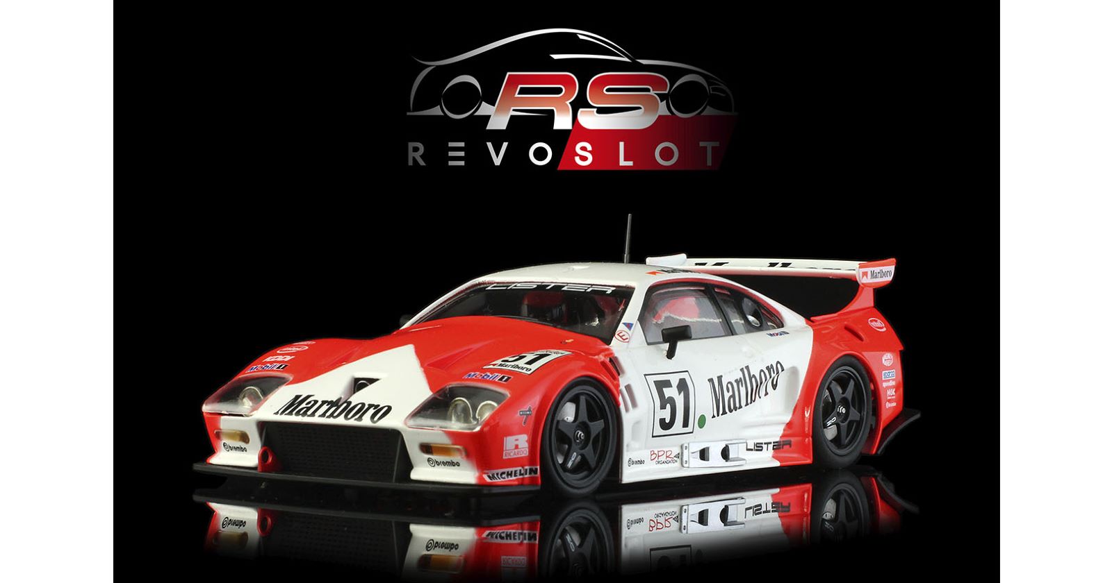 PRE ORDER DUE OCTOBER 2026 RS0326 REVO SLOT LISTER STORM MARLBORO #51 1:32 SLOT CAR